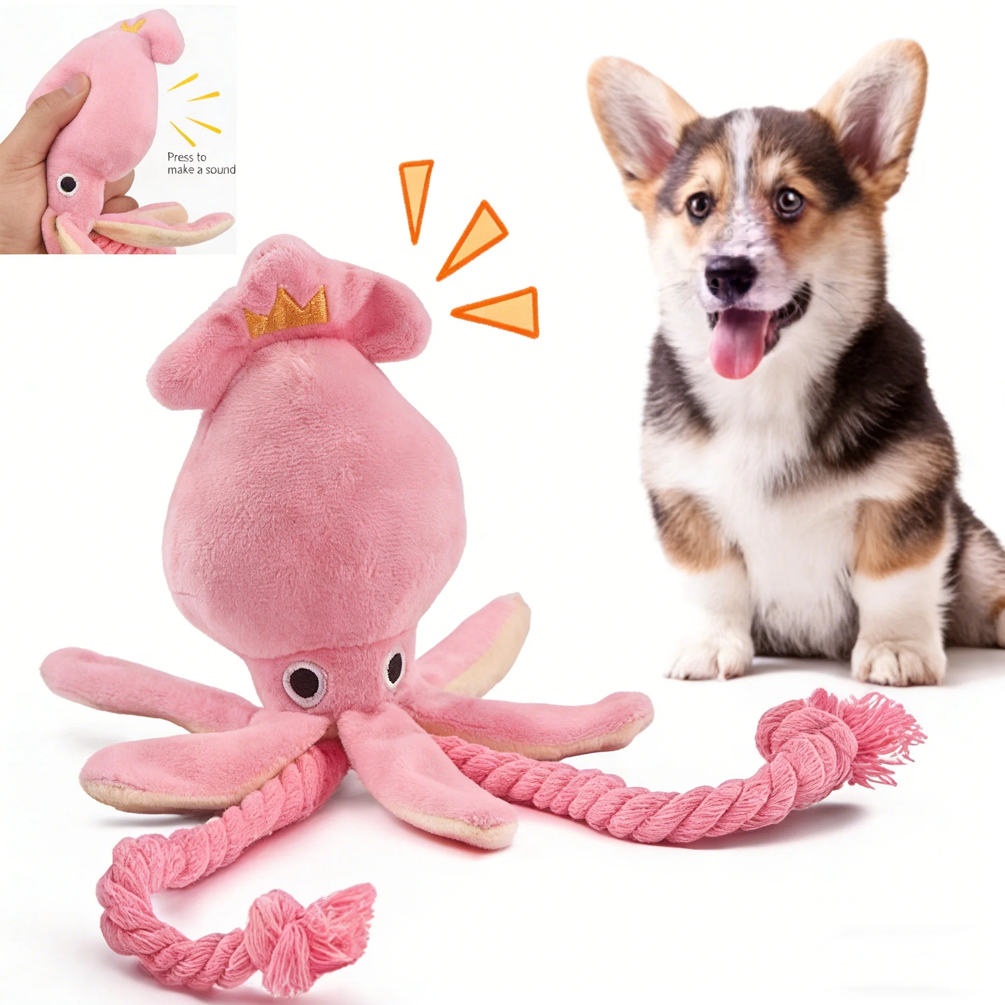 Pulpo Mordedor Sonoro con Cuerda Limpiadientes Petssmile™